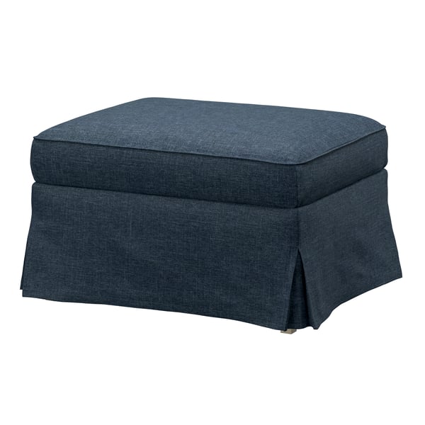 A Kilanda dark blue UPPLAND footstool with storage in the NA