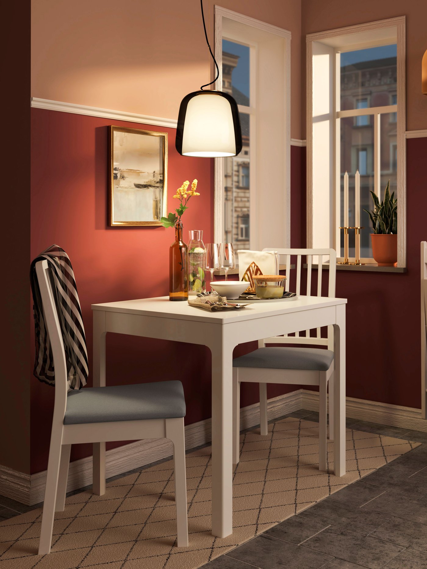 Dining table and two dining chairs for 2 persons