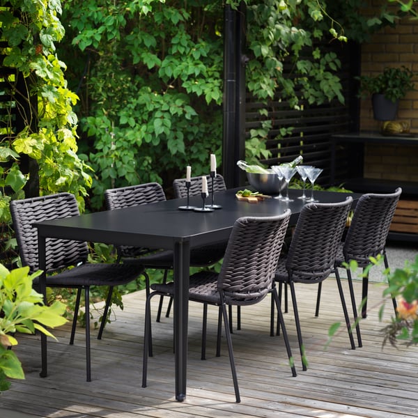 A dark grey/black TEGELÖN table, outdoor