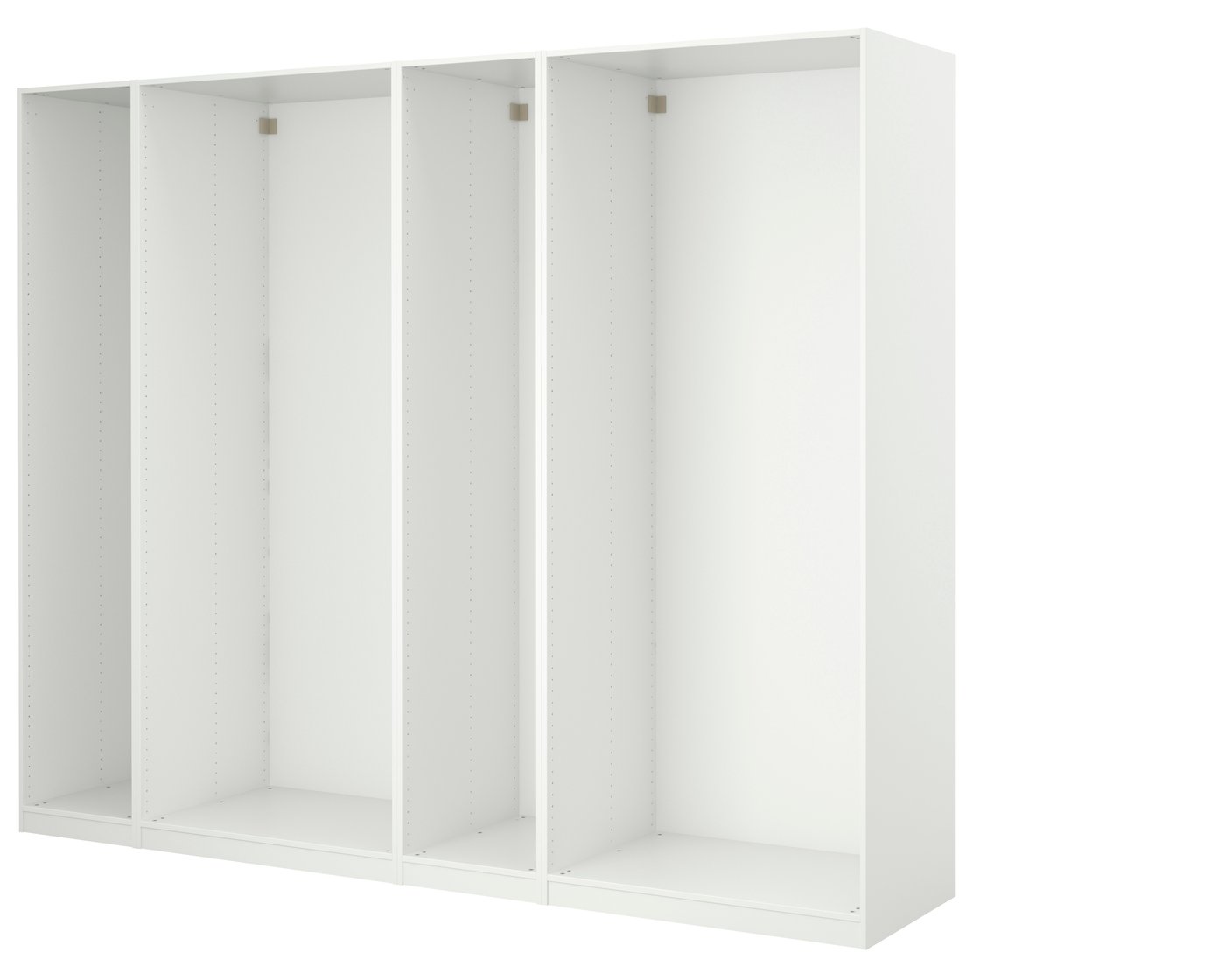 IKEA PAX 4 garderobsstommar, vit, 250x58x236 cm