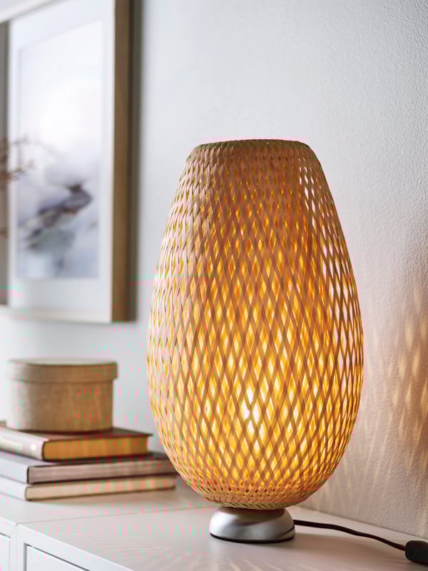 A bamboo/handmade BÖJA table lamp