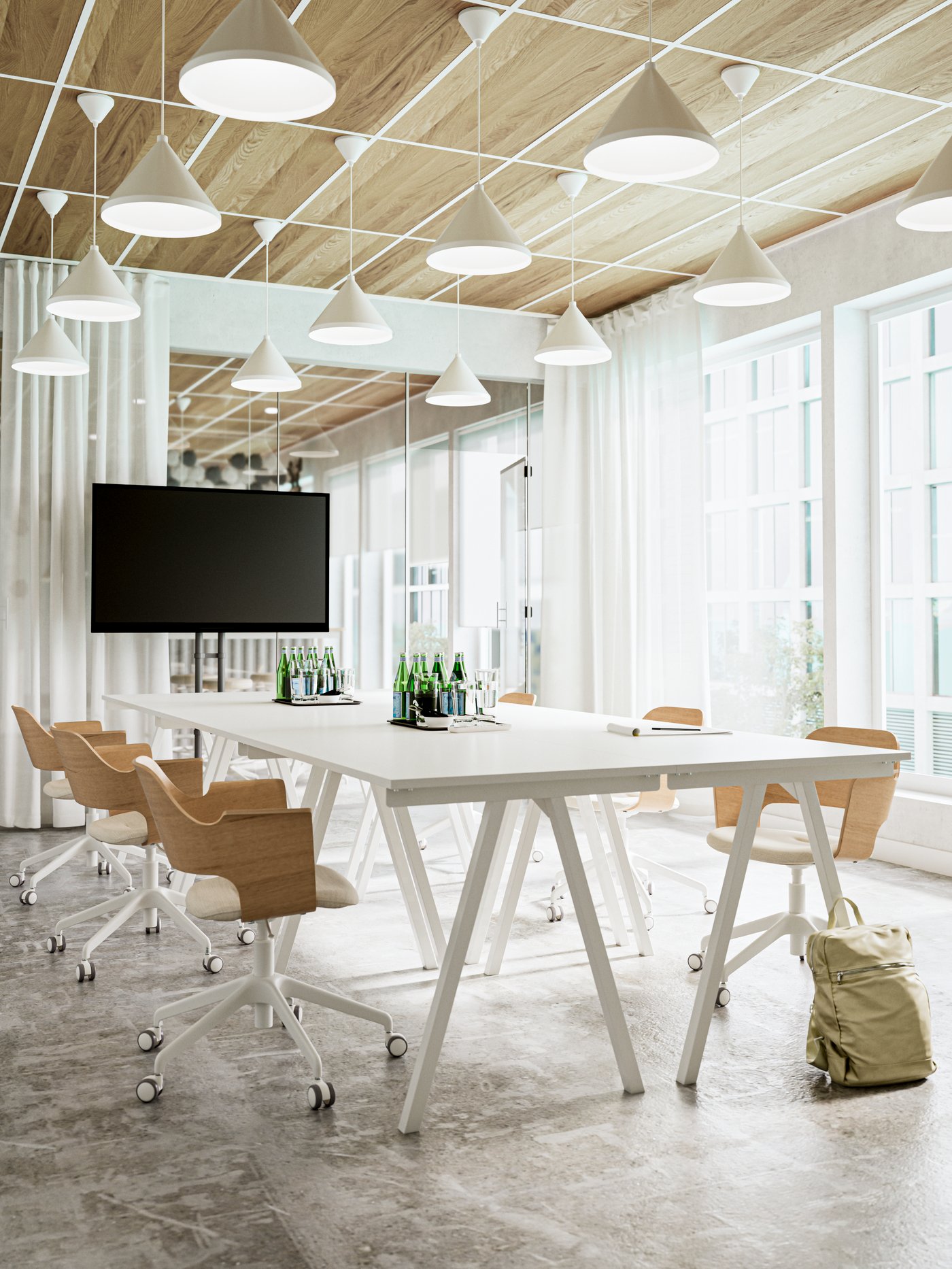 A white TROTTEN desk in the home office