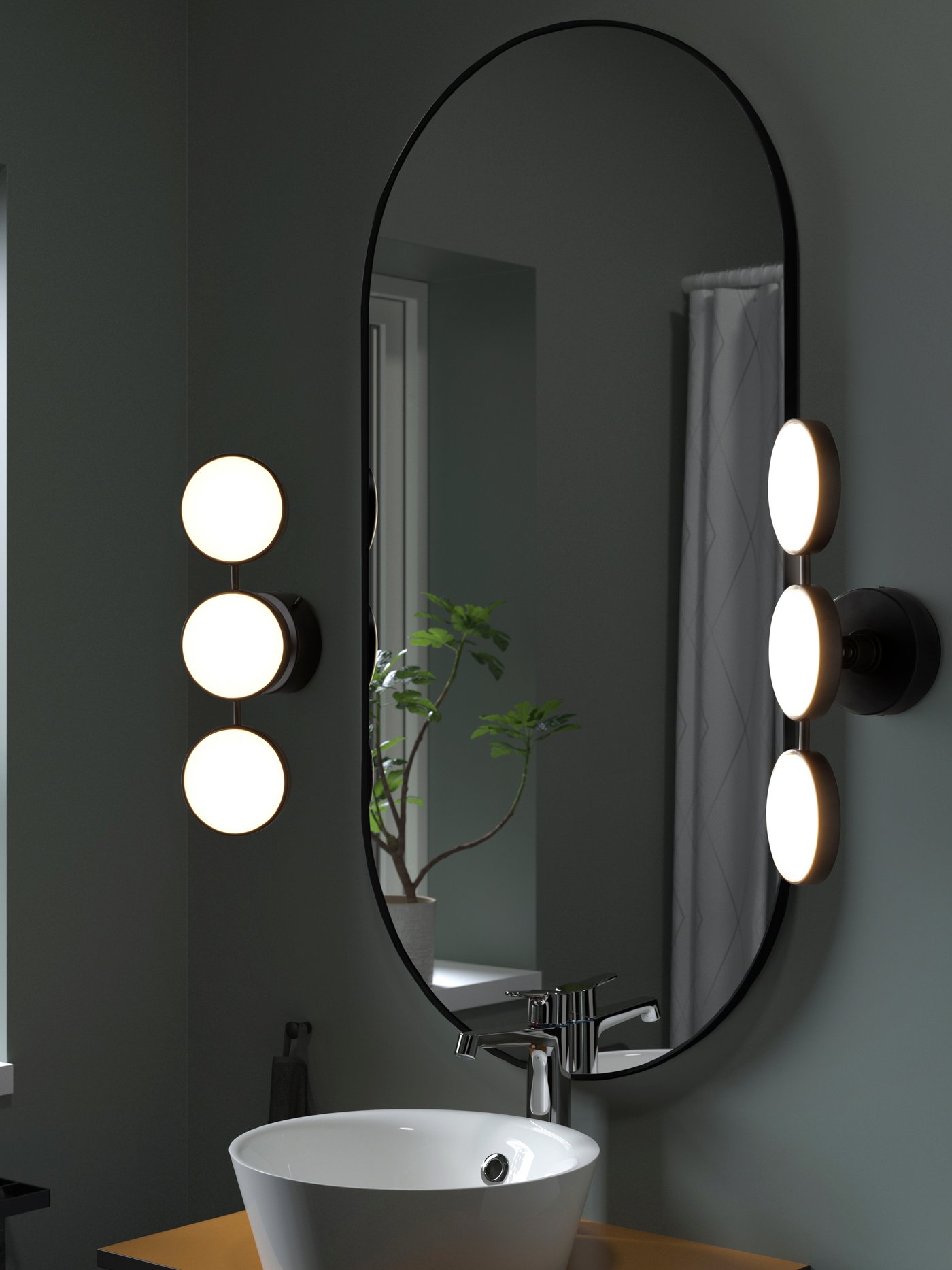 A dimmable matt/black KABOMBA LED wall lamp