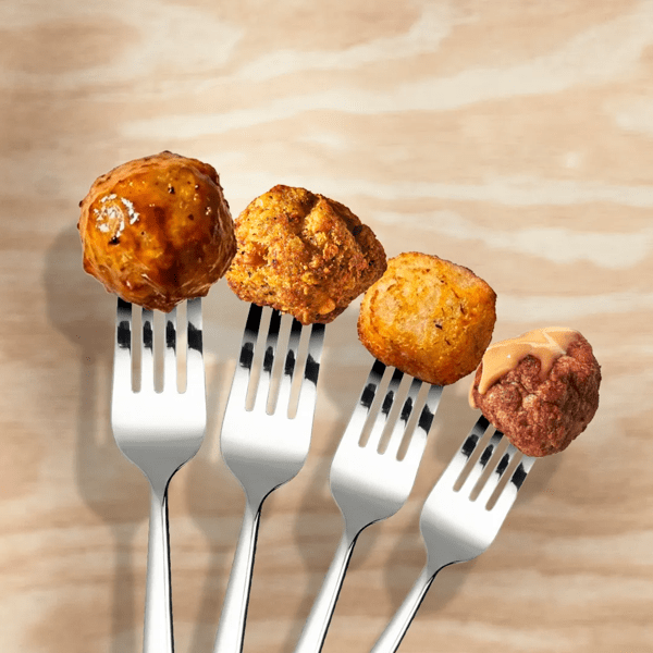 Fire gafler med middagsboller.