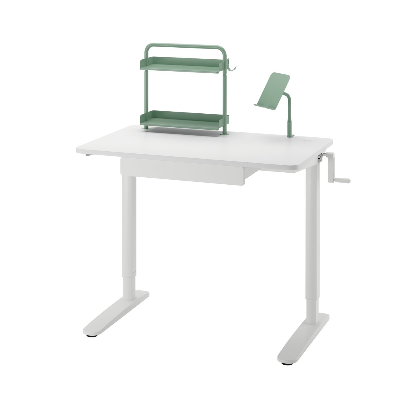 A white/light grey-green RELATERA desk combination sit/stand