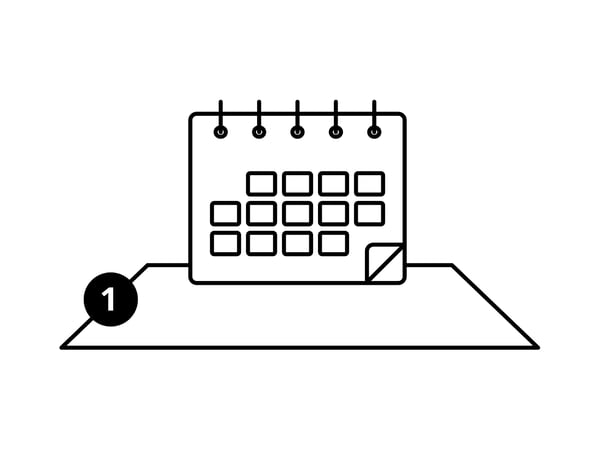 Step 1: Book your appointment graphic dispalying calendar