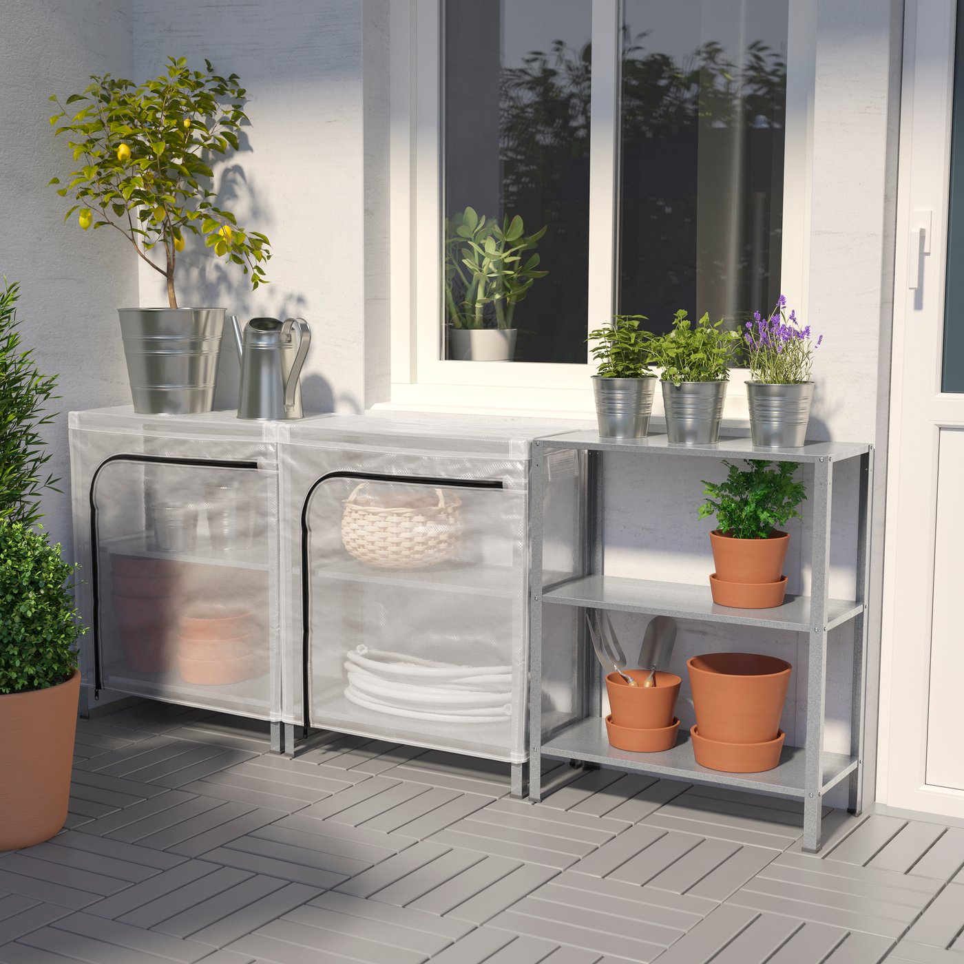 IKEA HYLLIS hyllor med överdrag, transparent, 180x27x74 cm