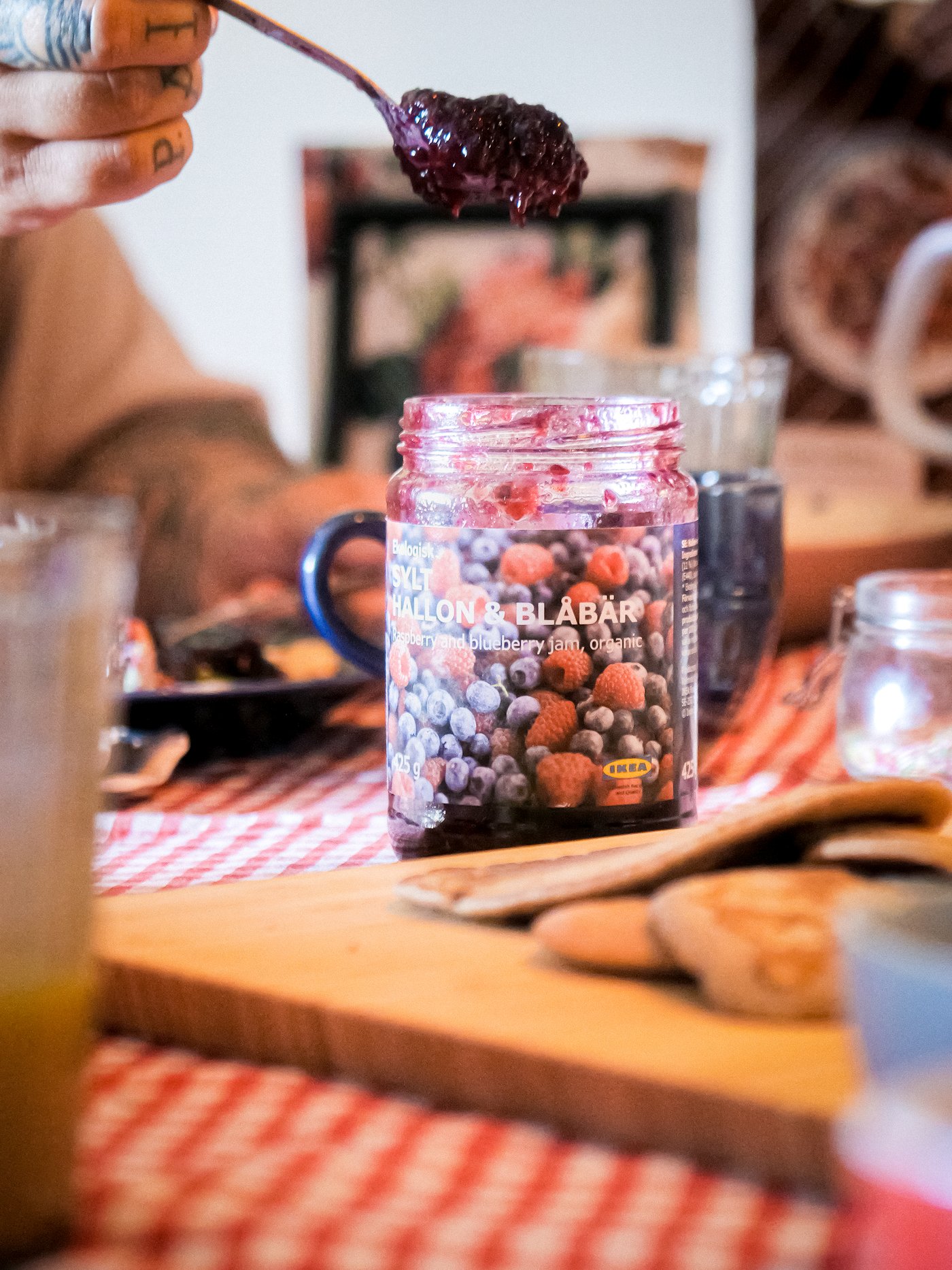 A clear glass KORKEN jar with lid