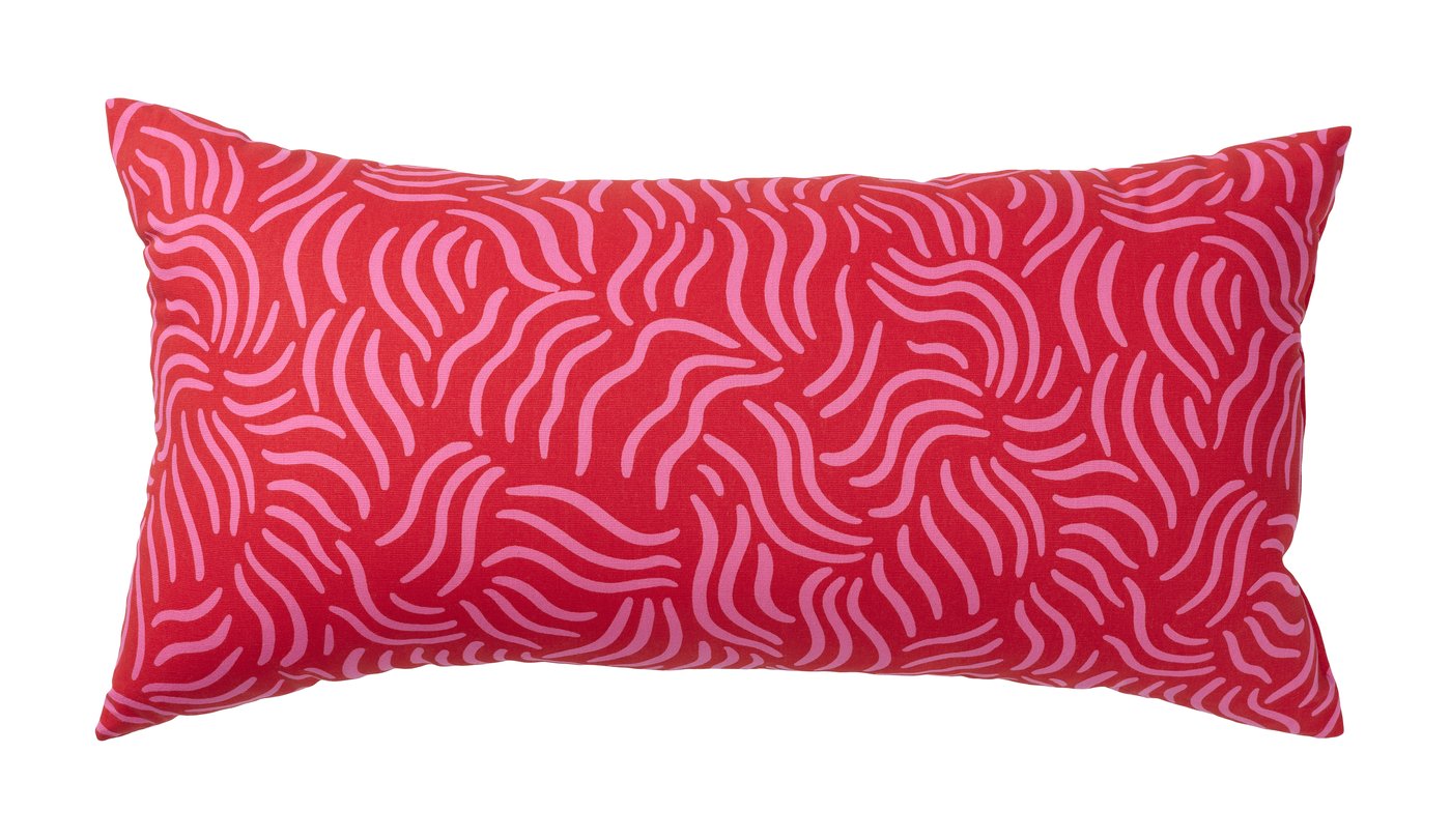 IKEA SANDMOTT kudde, klarröd/klarrosa, 30x58 cm