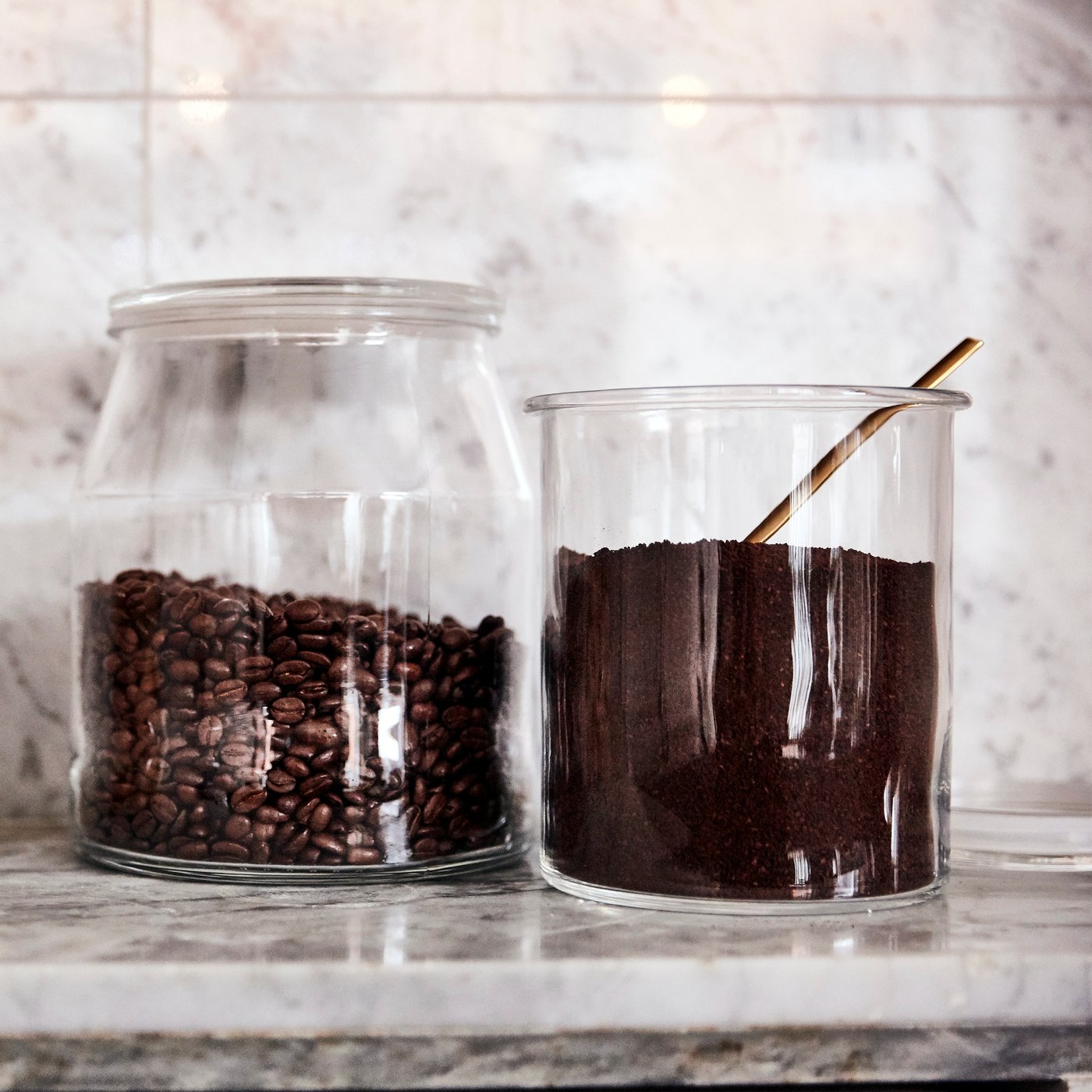 A glass IKEA 365+ jar with lid