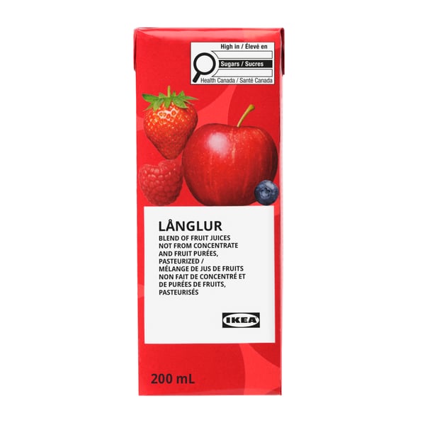 A red/added vitamin C LÅNGLUR fruit smoothie in the NA