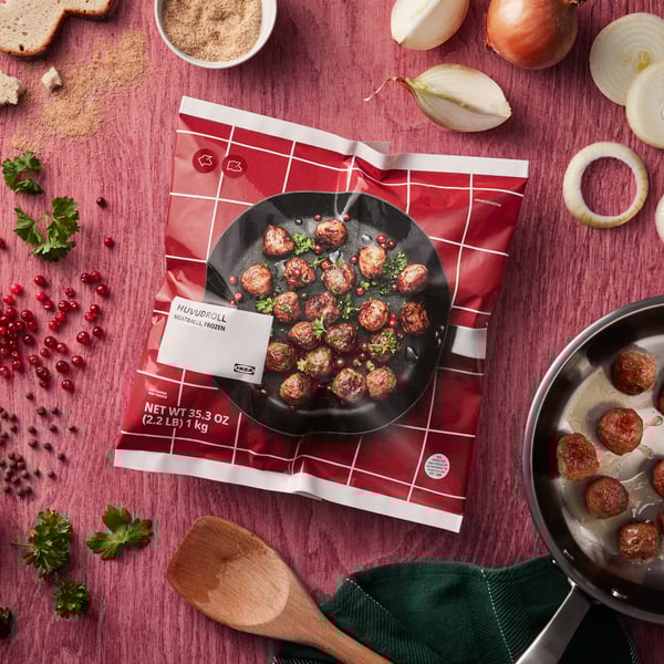 A frozen HUVUDROLL meatballs