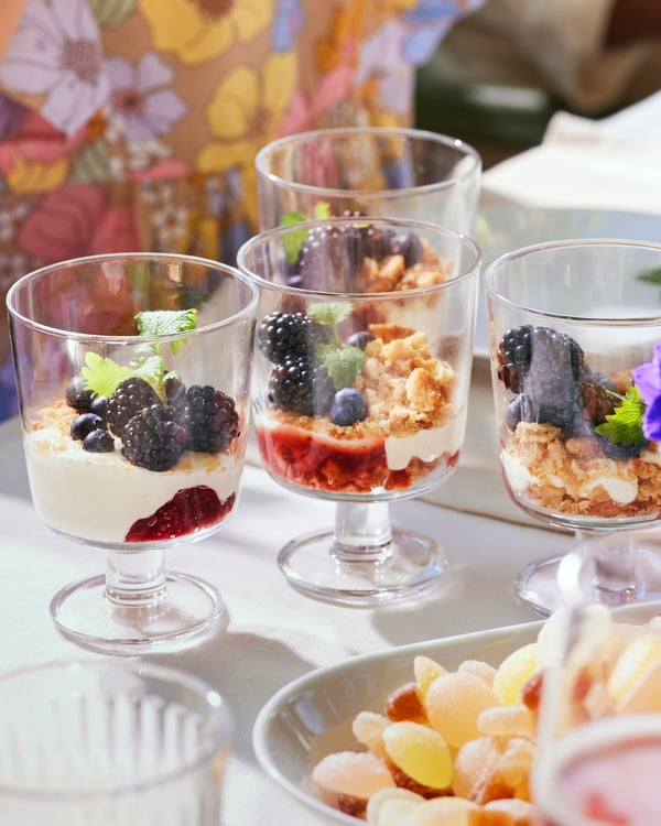 Small midsummer dessert served in glasses.