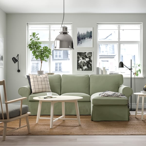 A with chaise longue/Tallmyra light green EKTORP cover for 3-seat sofa