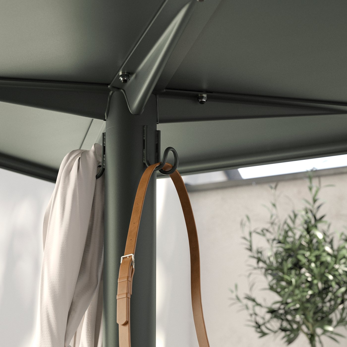 A VISINGSO parasol with a hook for a bag