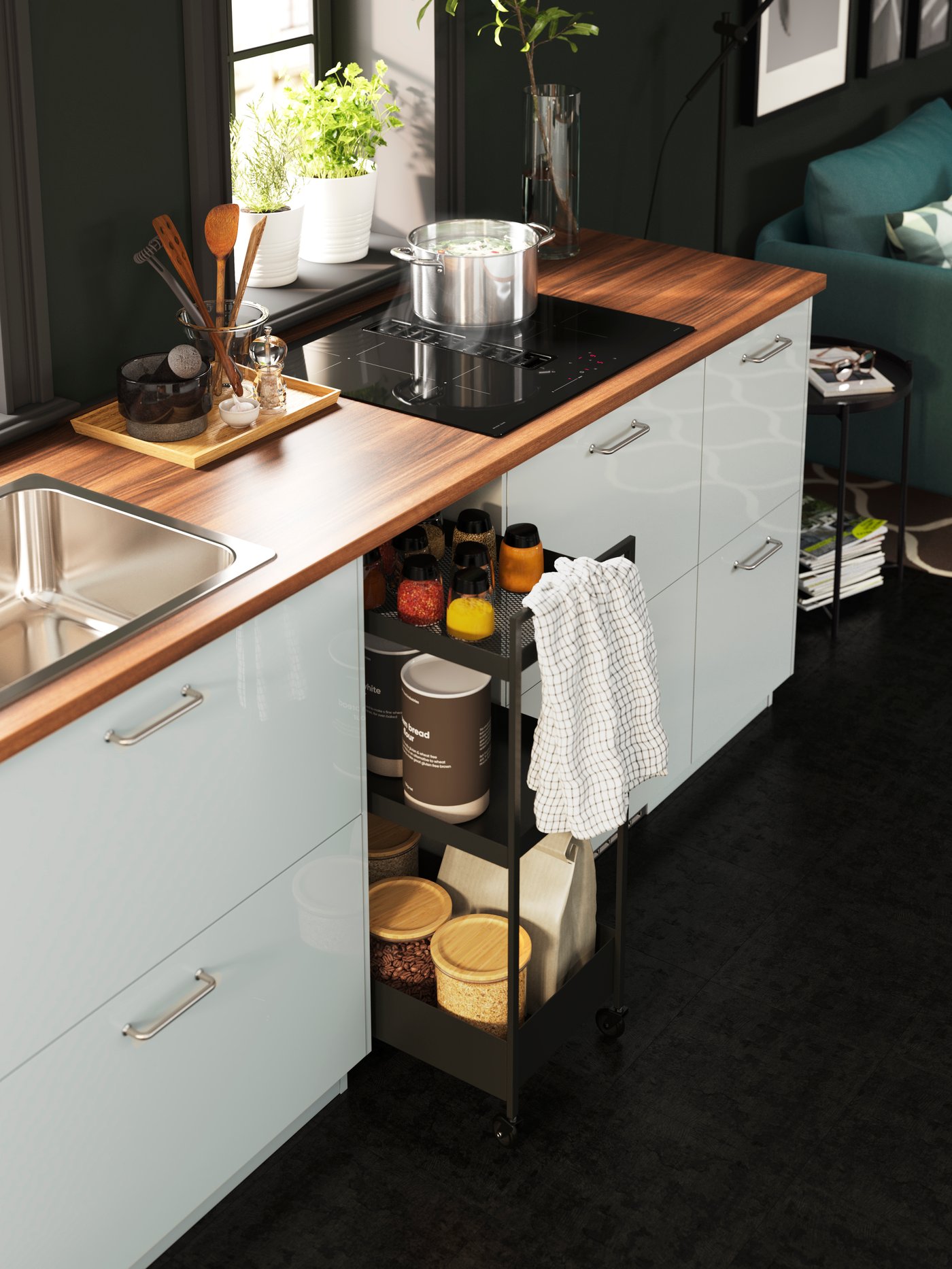 An IKEA 500 black FÖRDELAKTIG induction hob/integrated extractor