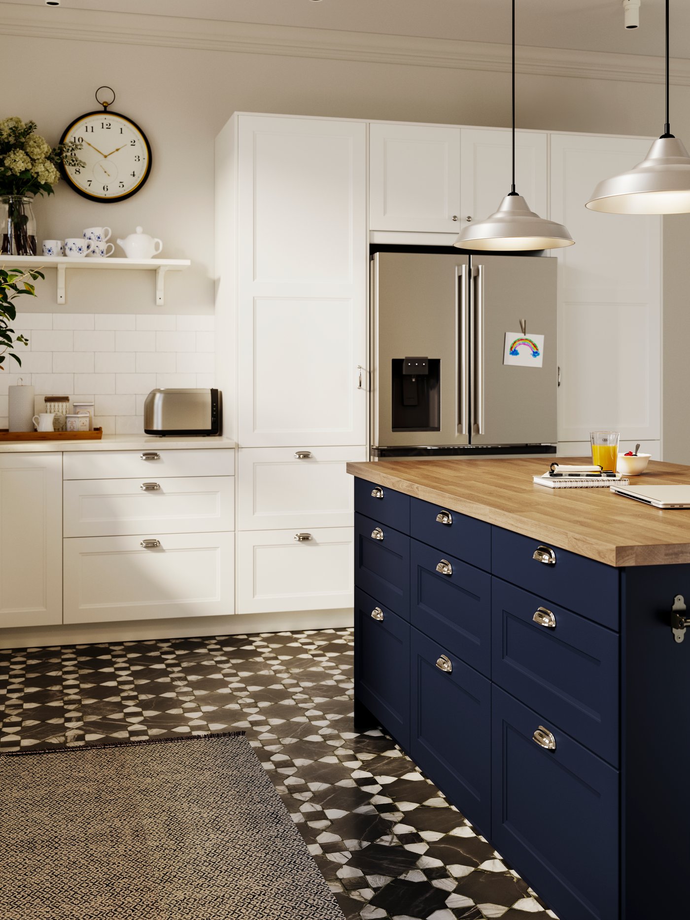 An oak effect/laminate SÄLJAN worktop for kitchen island