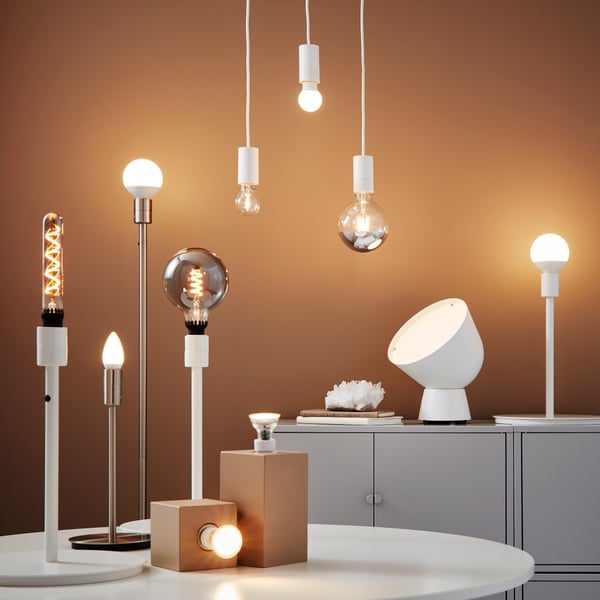 A dimmable/tube-shaped grey glass ROLLSBO LED bulb E27 200 lumen