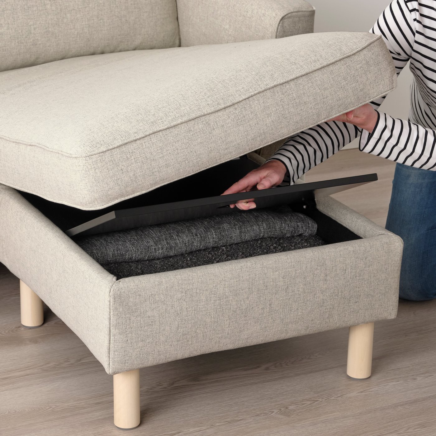 Gunnared beige PÄRUP 3-personers sofa med chaiselong