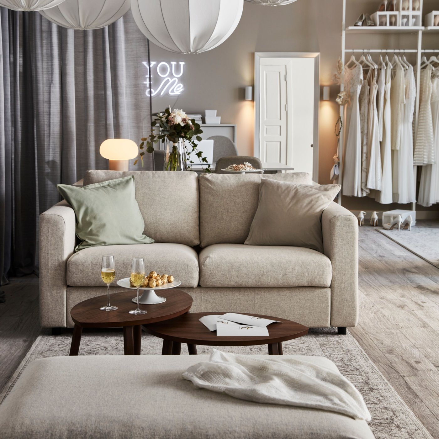 A grey HILLEBORG block-out curtains, 1 pair