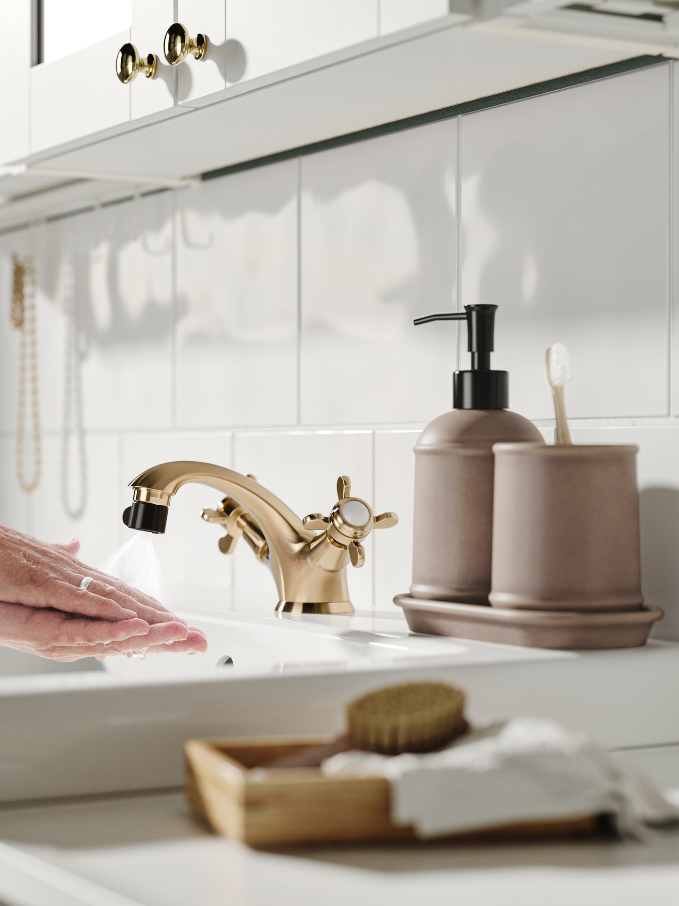 A TAVELÅN tray in the bathroom