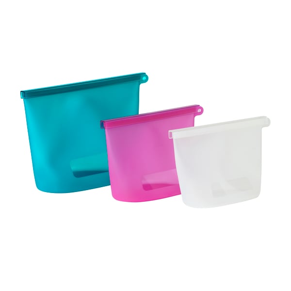 A multicolour/silicone FILFISK 3-piece resealable bag set in the NA