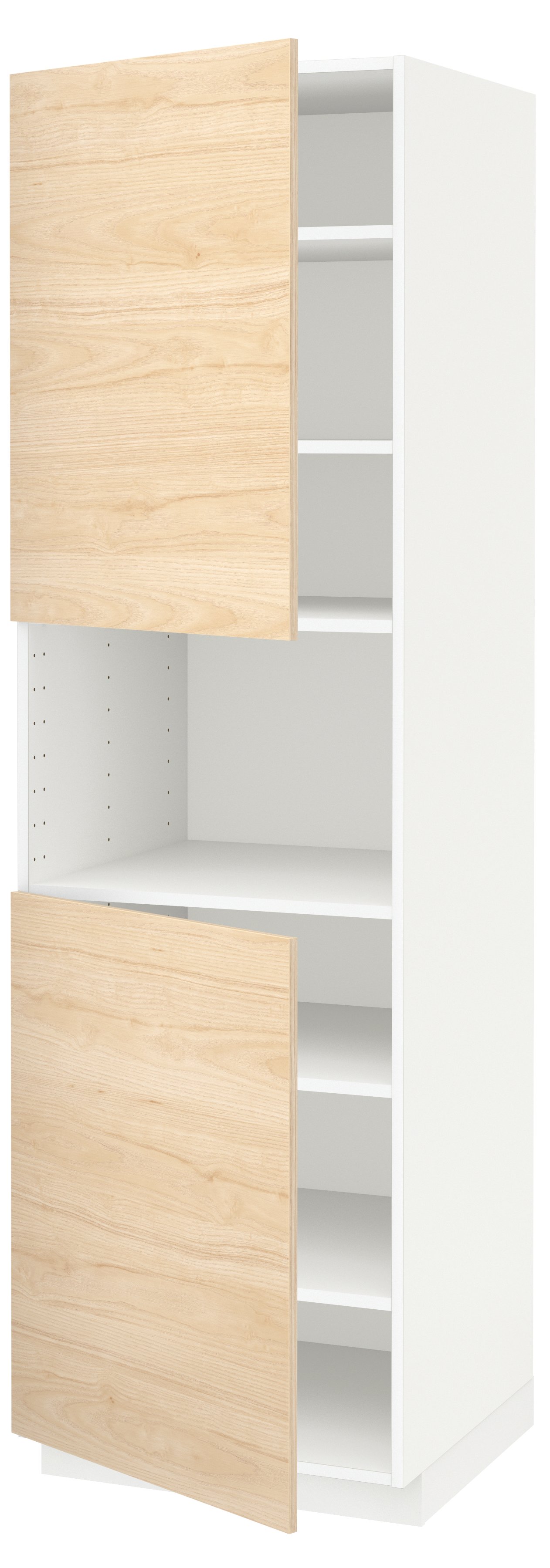 IKEA METOD högskåp f mikro m 2 dörrar/hyllplan, vit/askersund ljus askmönstrad, 60x60x200 cm