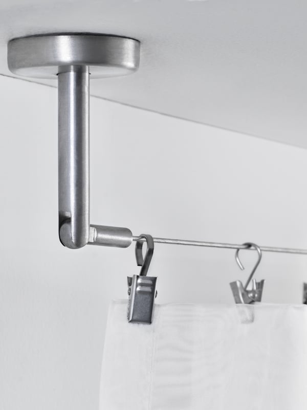 curtain wire system on a ceiling