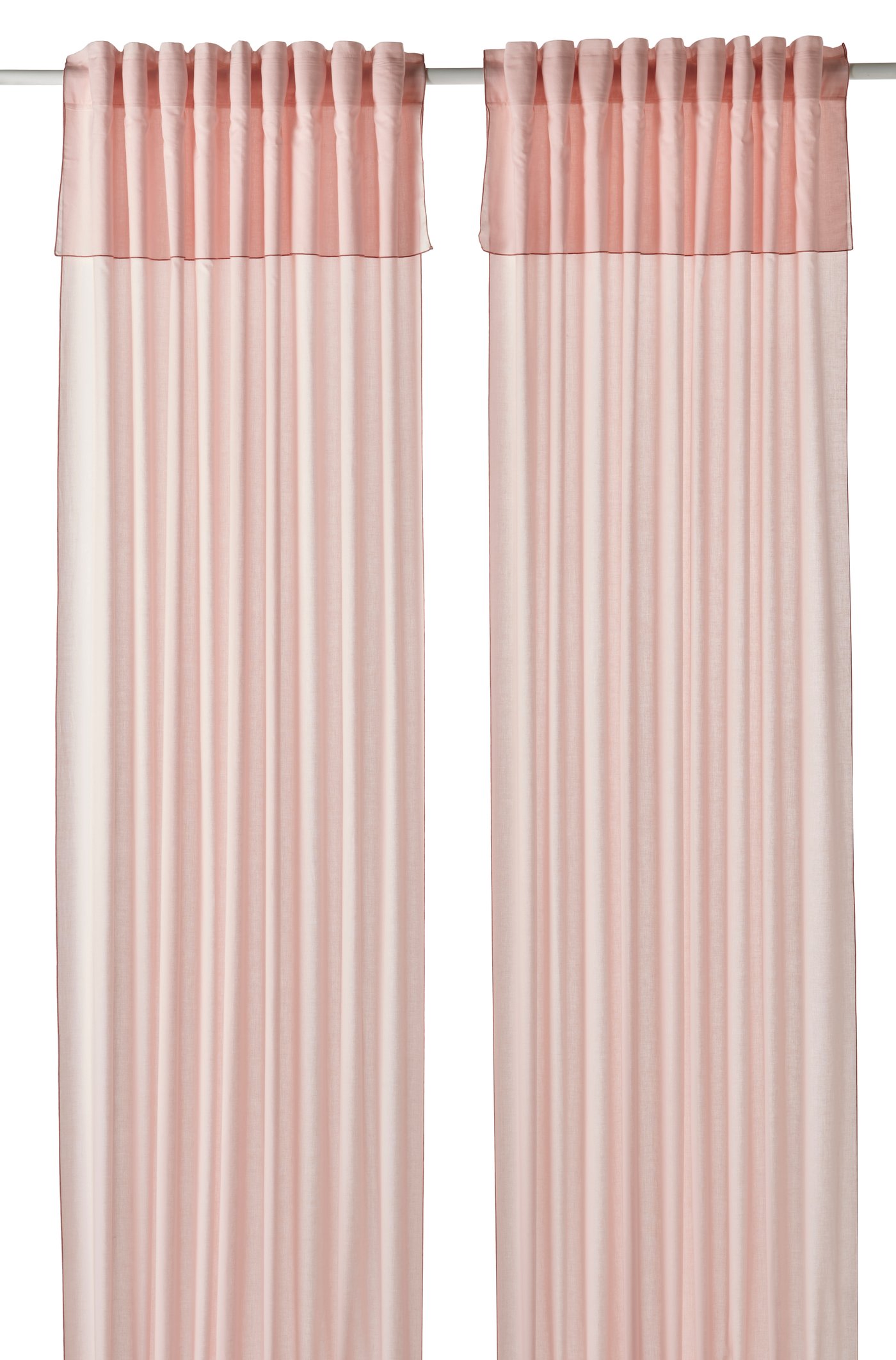 IKEA MOALISA gardiner, 1 par, blekrosa rosa/med veckband, 145x250 cm