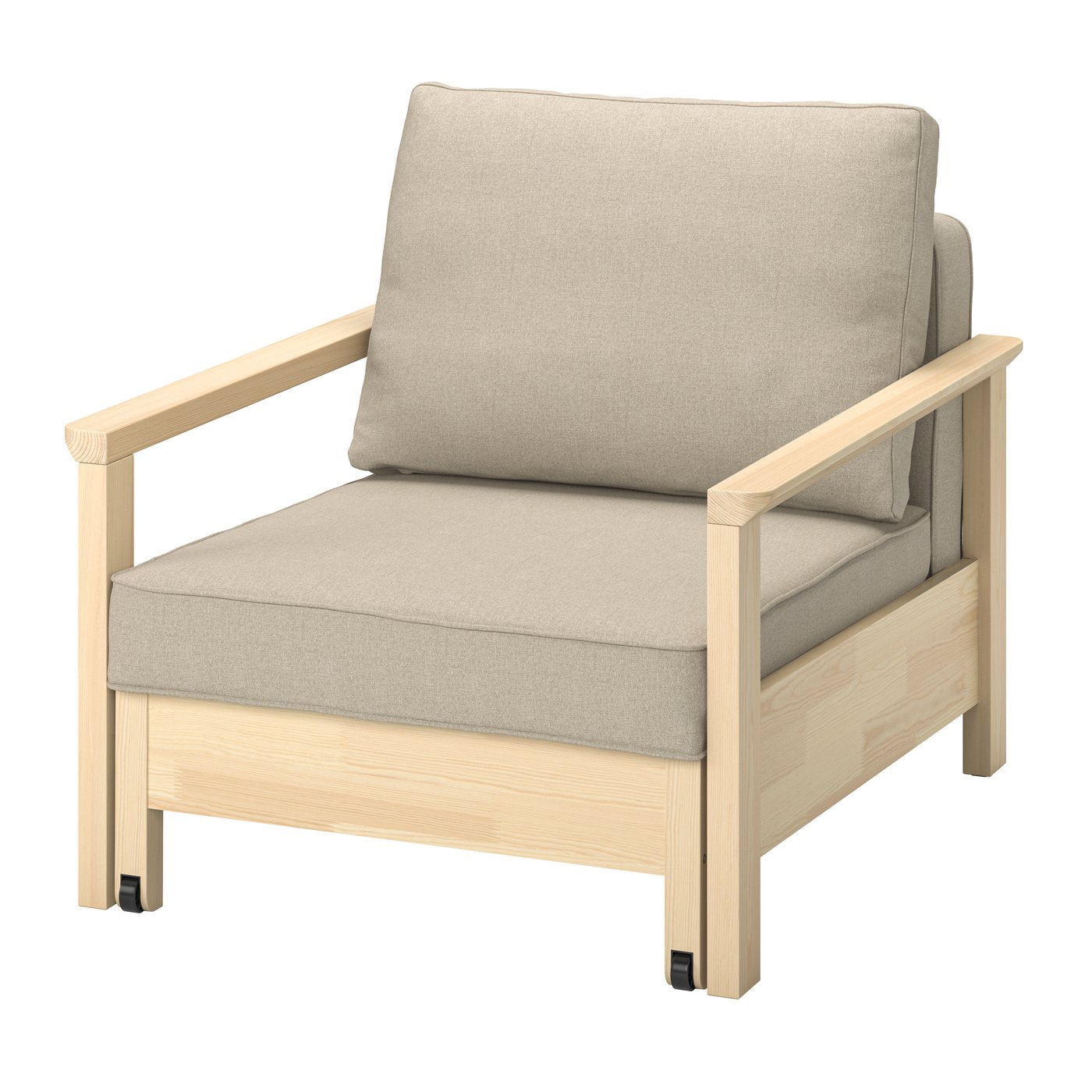 IKEA TORNSBORG bäddfåtölj, naggen beige/furu