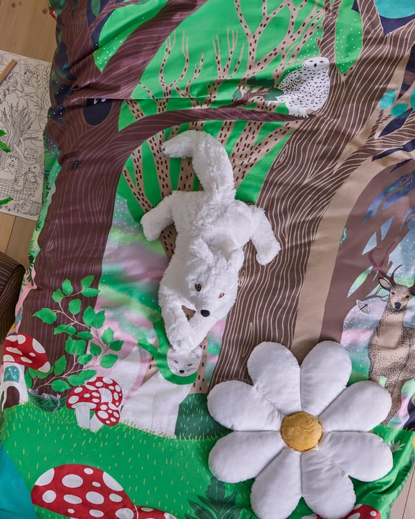 An enchanted forest SKOGSDUVA colouring paper roll in the childrens room