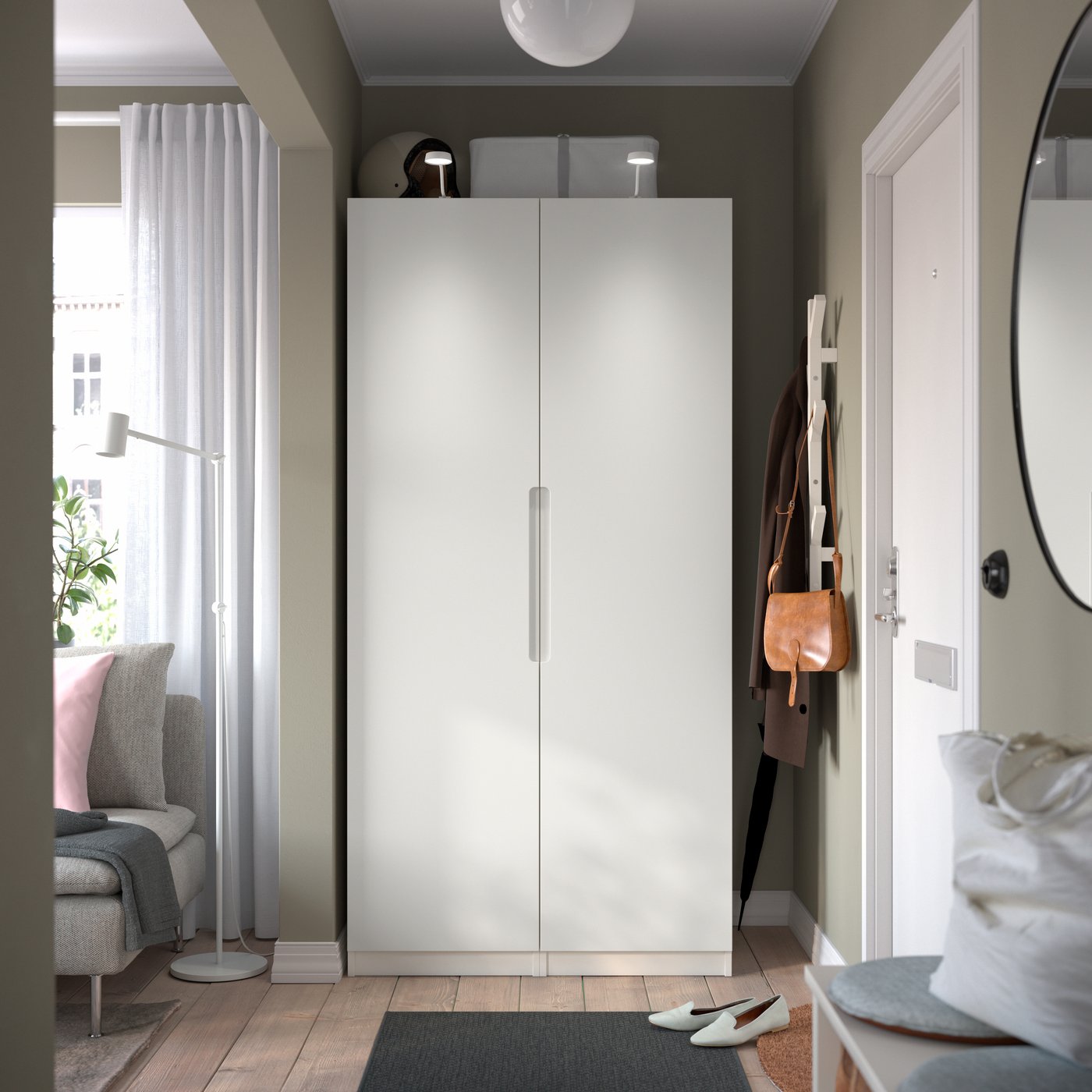 IKEA PAX / TONSTAD garderobskombination, vit/off-white, 100x60x201 cm
