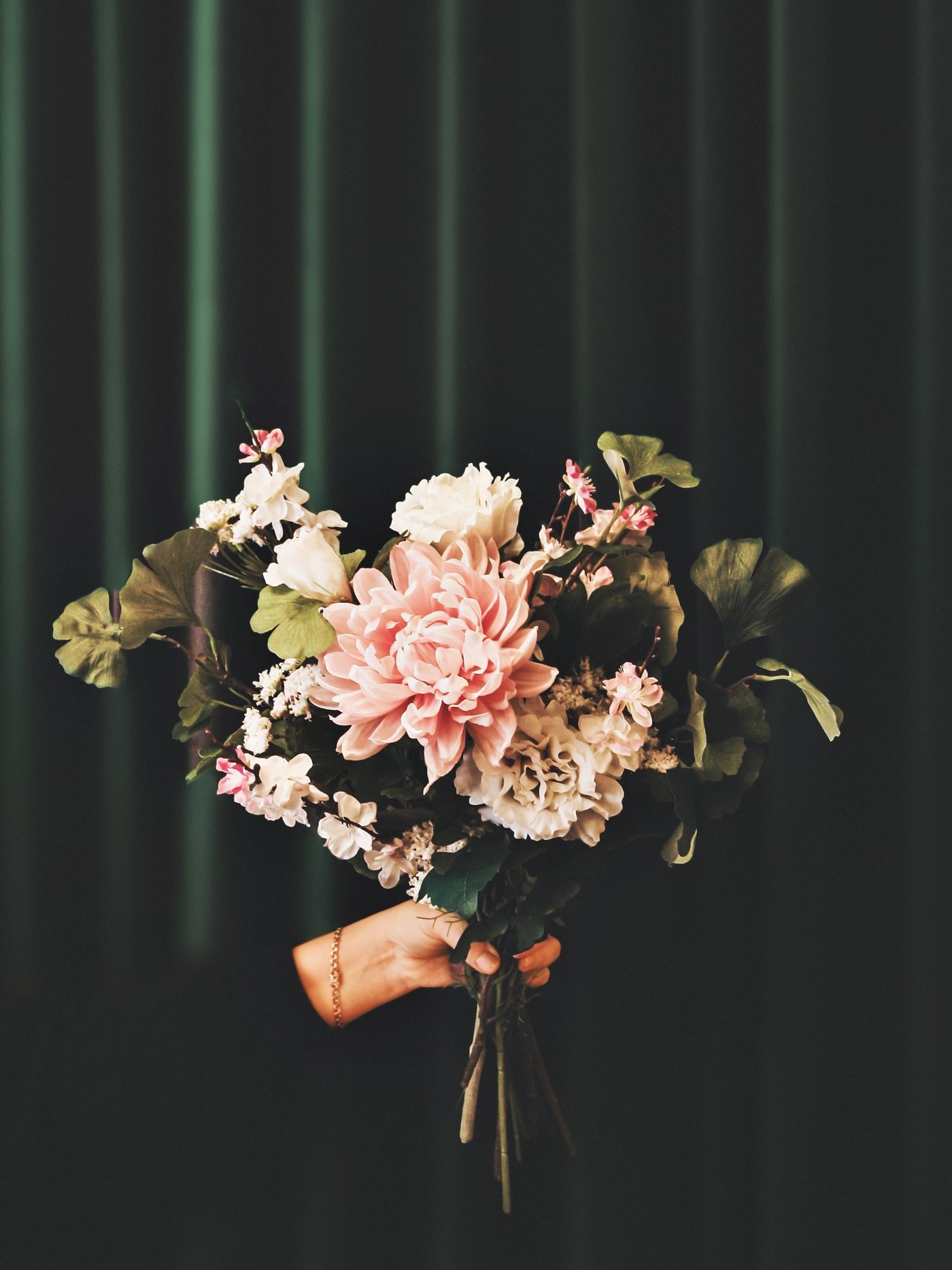 flower arrangement in a clear vase