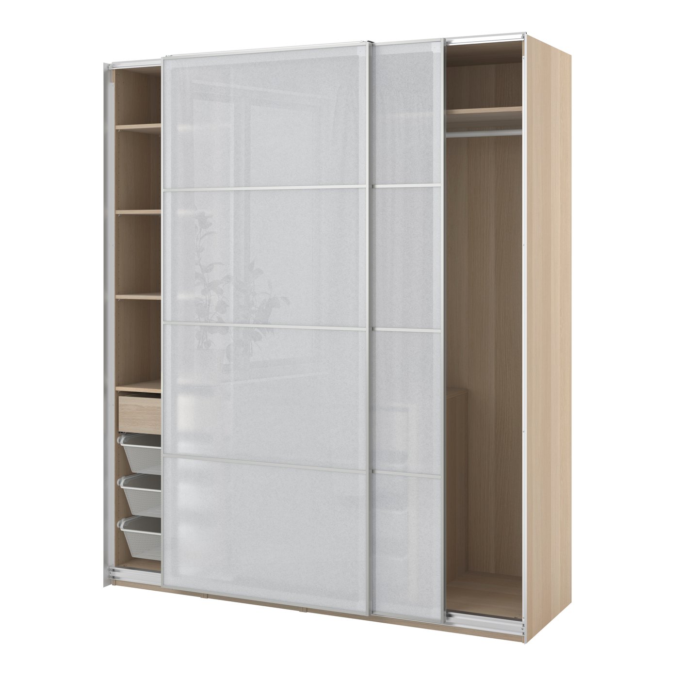 IKEA PAX / SVARTISDAL garderobskombination, vitlaserad ekeffekt/vit papperseffekt, 200x66x236 cm