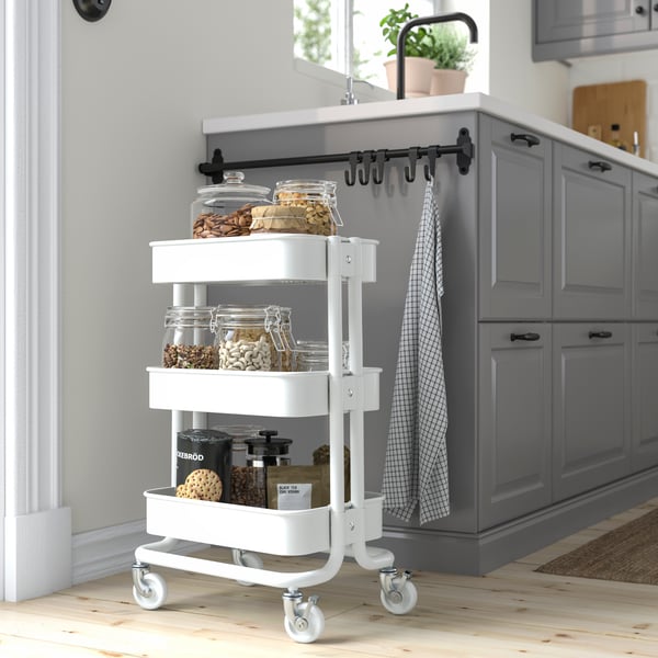 A white RÅSKOG trolley