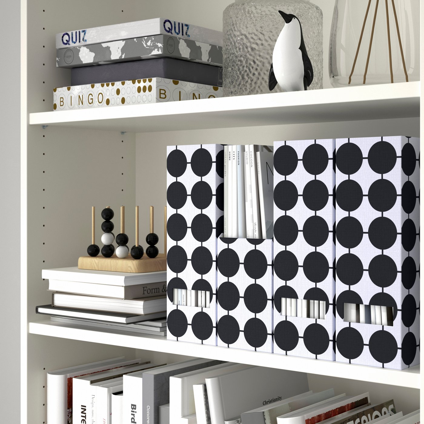 A white black/dotted TJENA magazine file