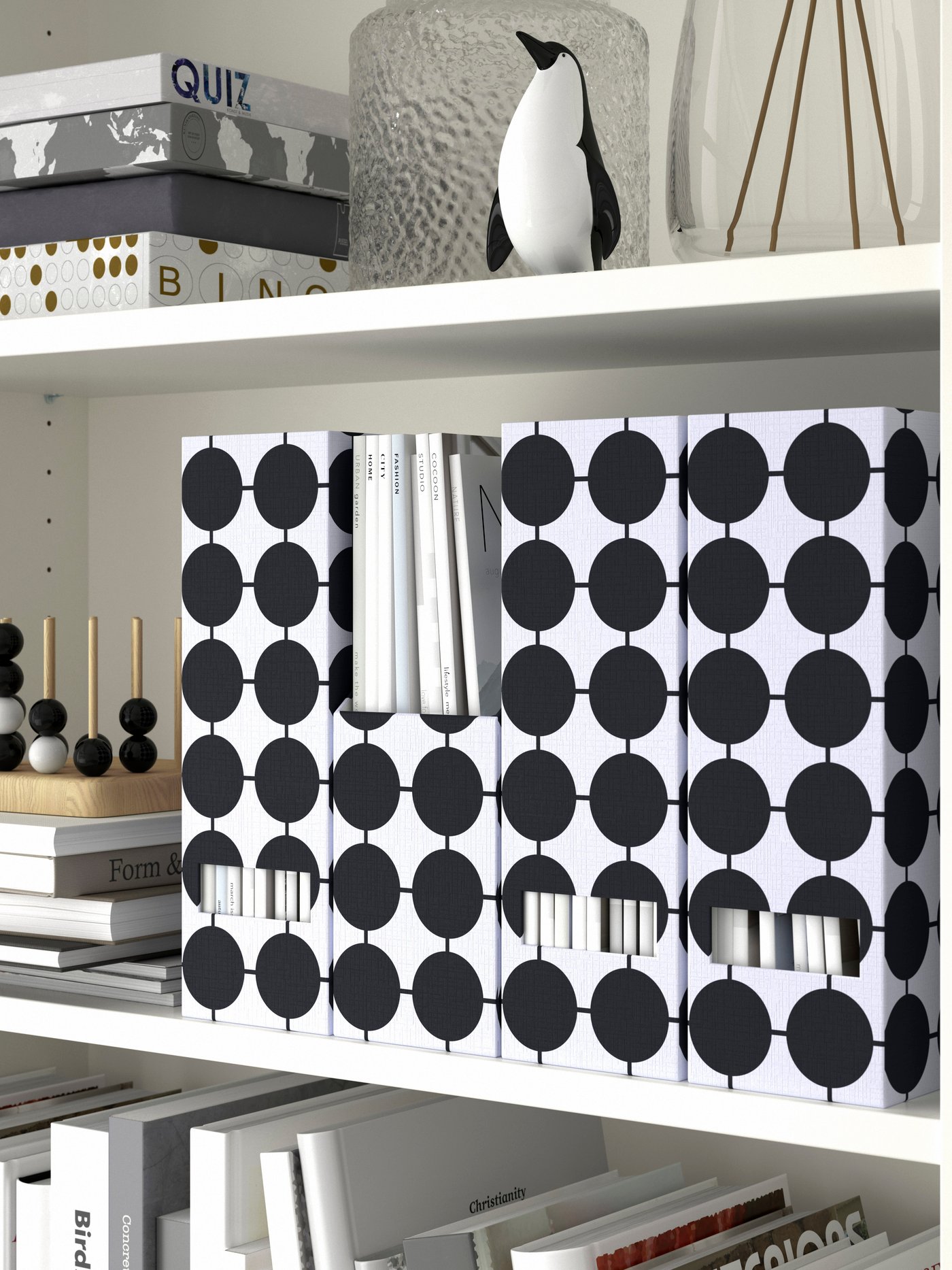 A white black/dotted TJENA magazine file