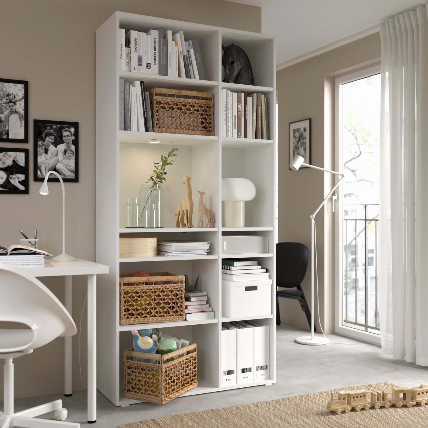 A white VIHALS shelving unit with 10 shelves