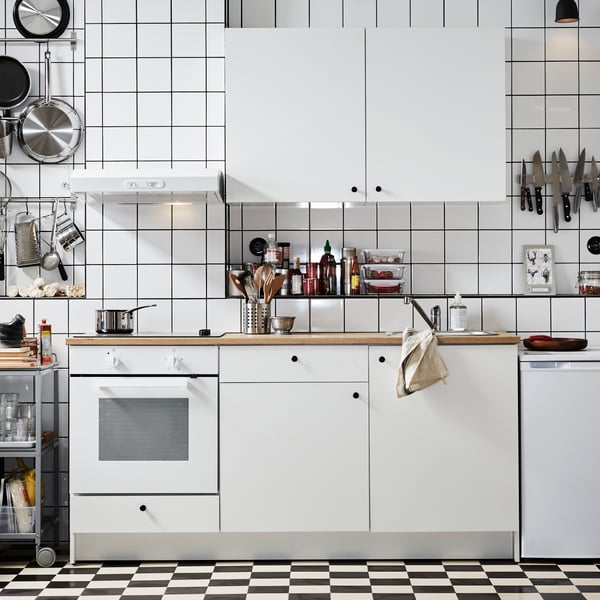 A white LAGAN OV3 oven in the kitchen