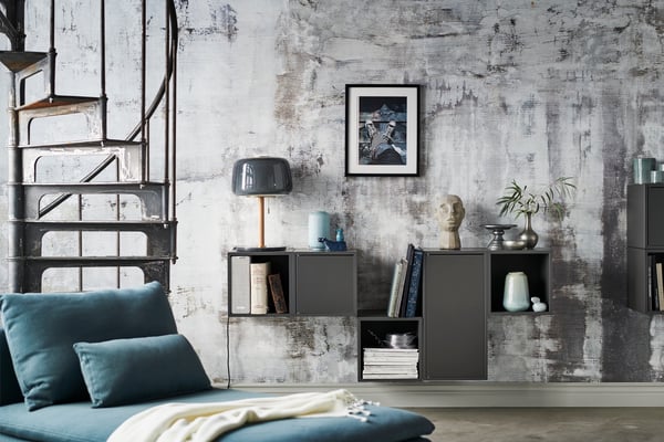 A dark grey EKET wall-mounted cabinet combination