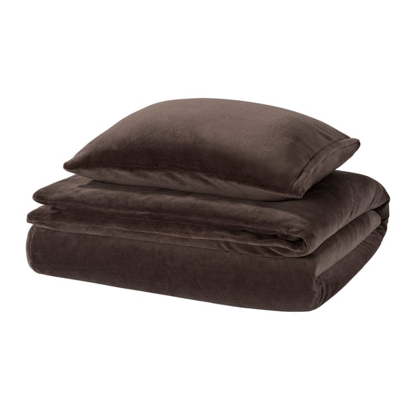 A brown KRANSSALVIA duvet cover and pillowcase