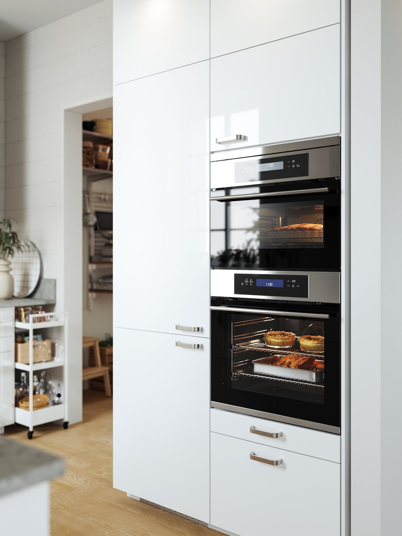 A high-gloss white RINGHULT door in the kitchen