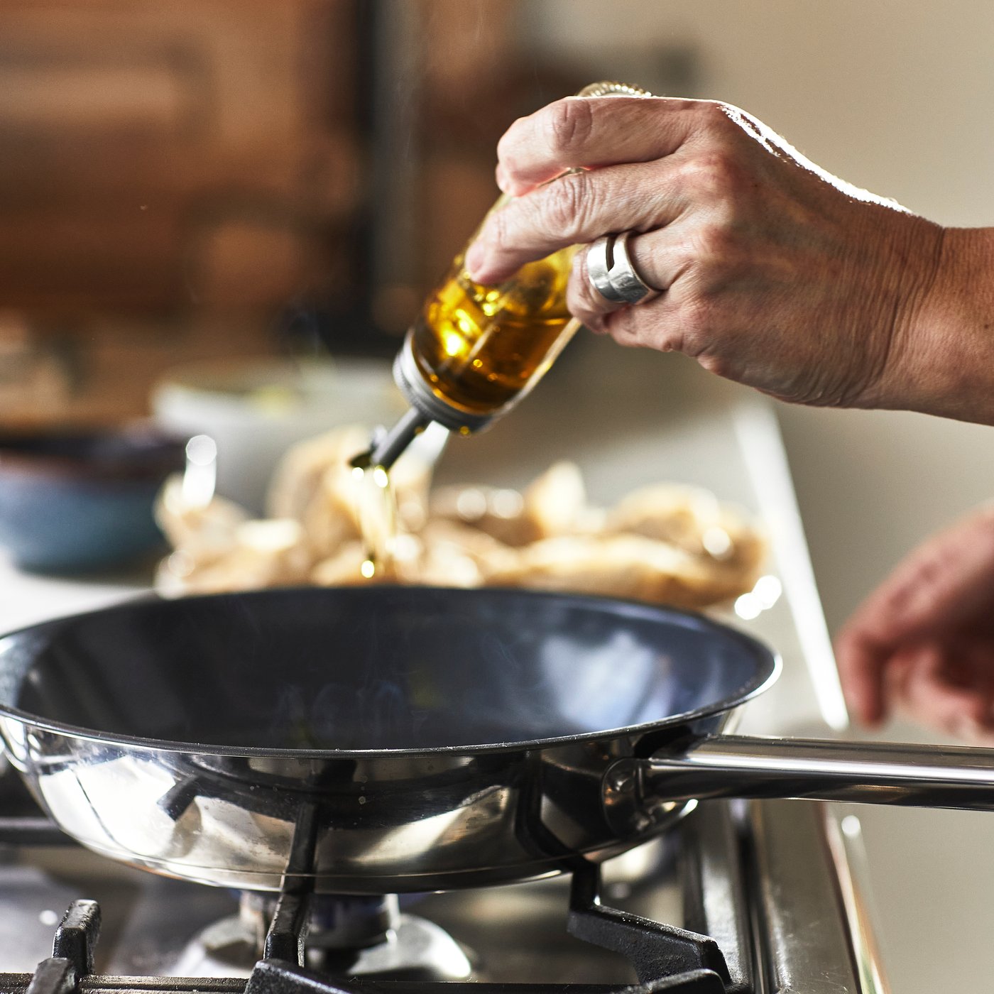 A stainless steel/non-stick coating IKEA 365+ frying pan in the kitchen