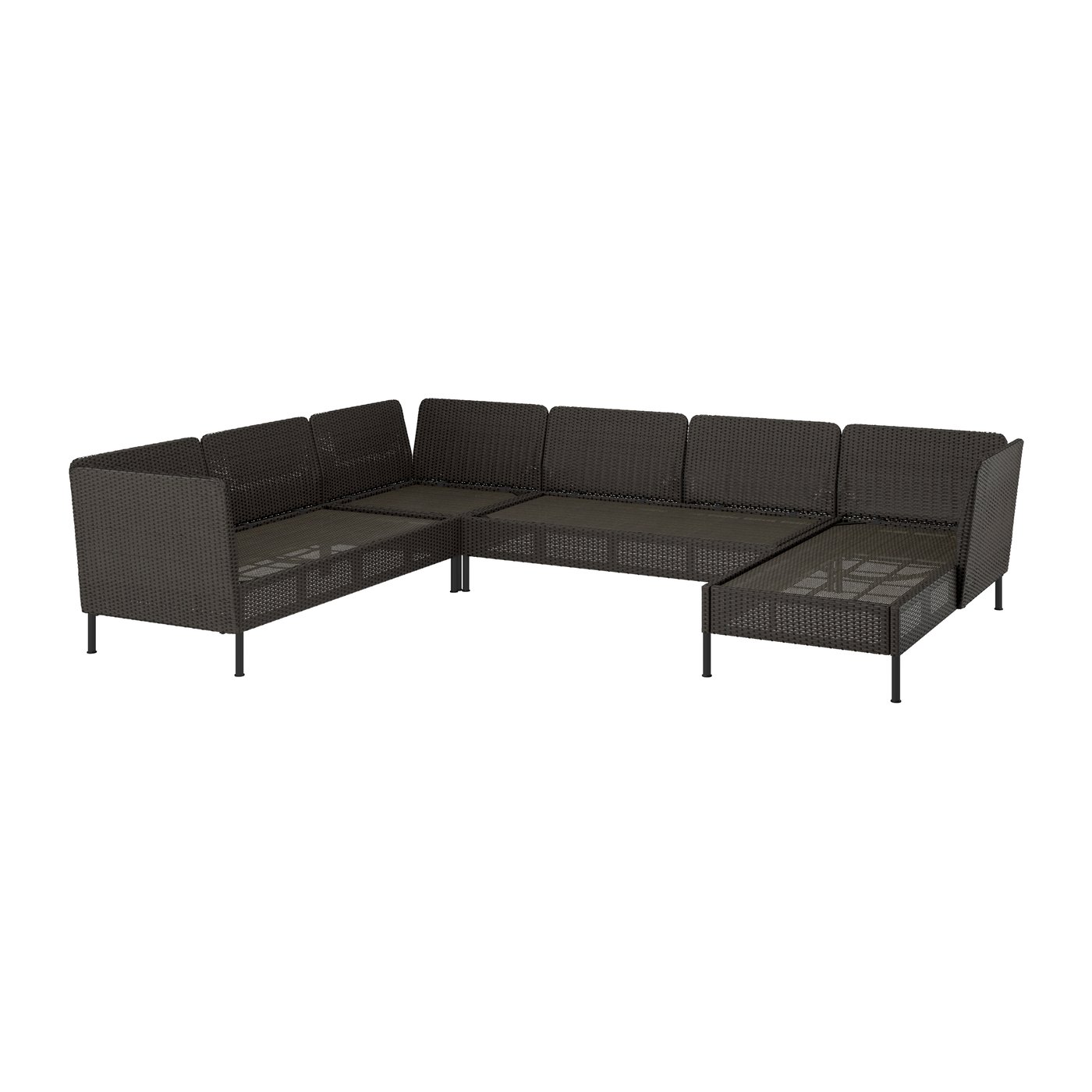 IKEA VITTSKÄR 5-sits modulär hörnsoffa, utomhus/konstrotting mörkgrå