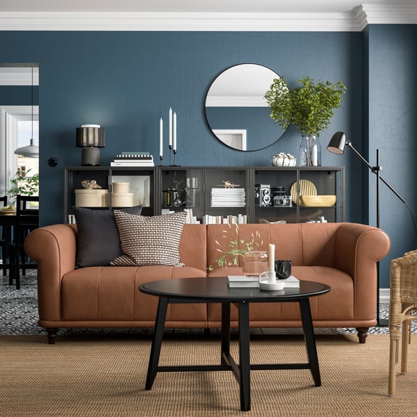 A Högalid brown/brown VISKAFORS 3-seat sofa