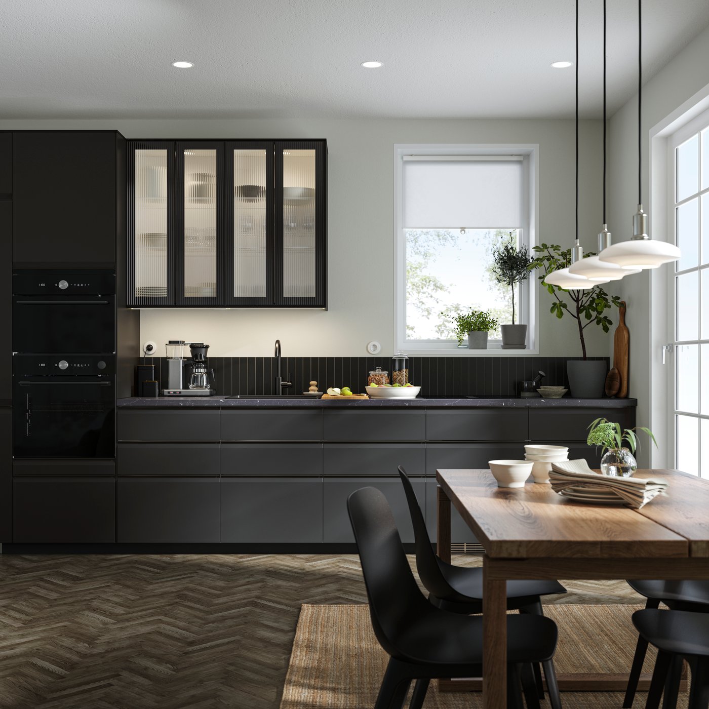 An in/outdoor light grey BOYSENBÄR plant pot in the kitchen