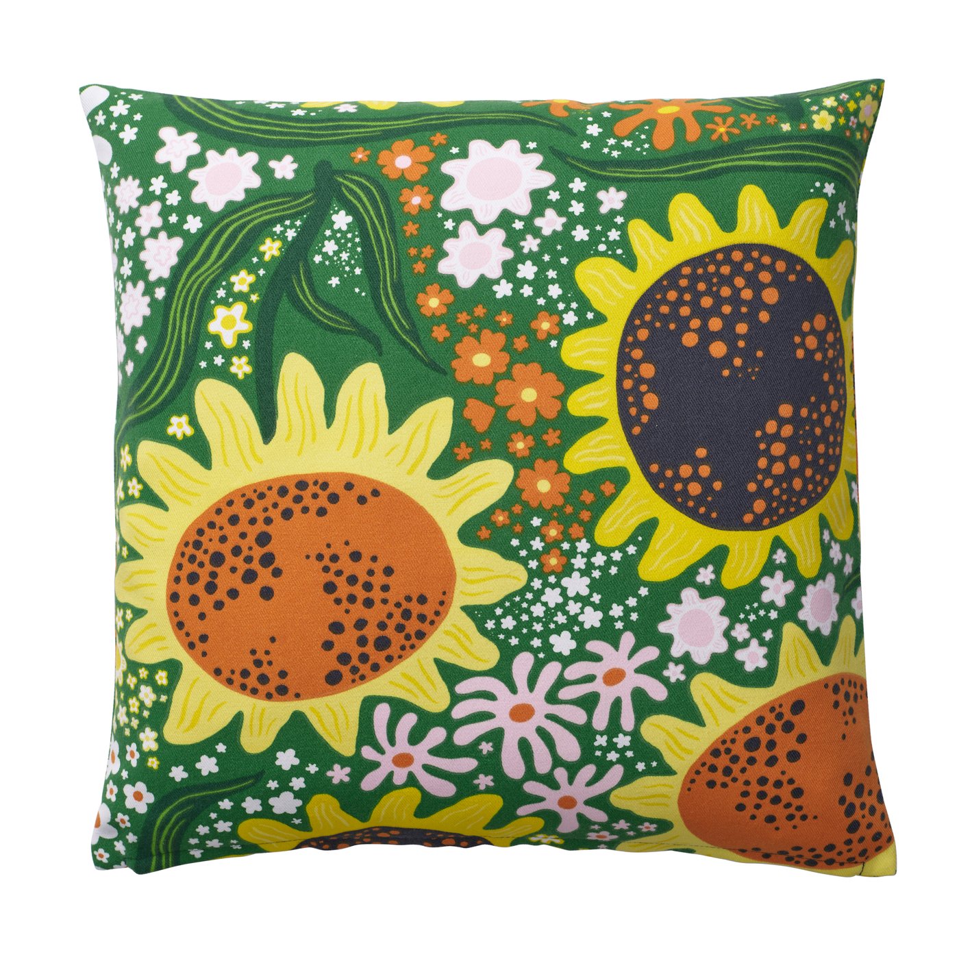 IKEA CAFEBITRÄDE kuddfodral, grön flerfärgad/blommönster, 50x50 cm