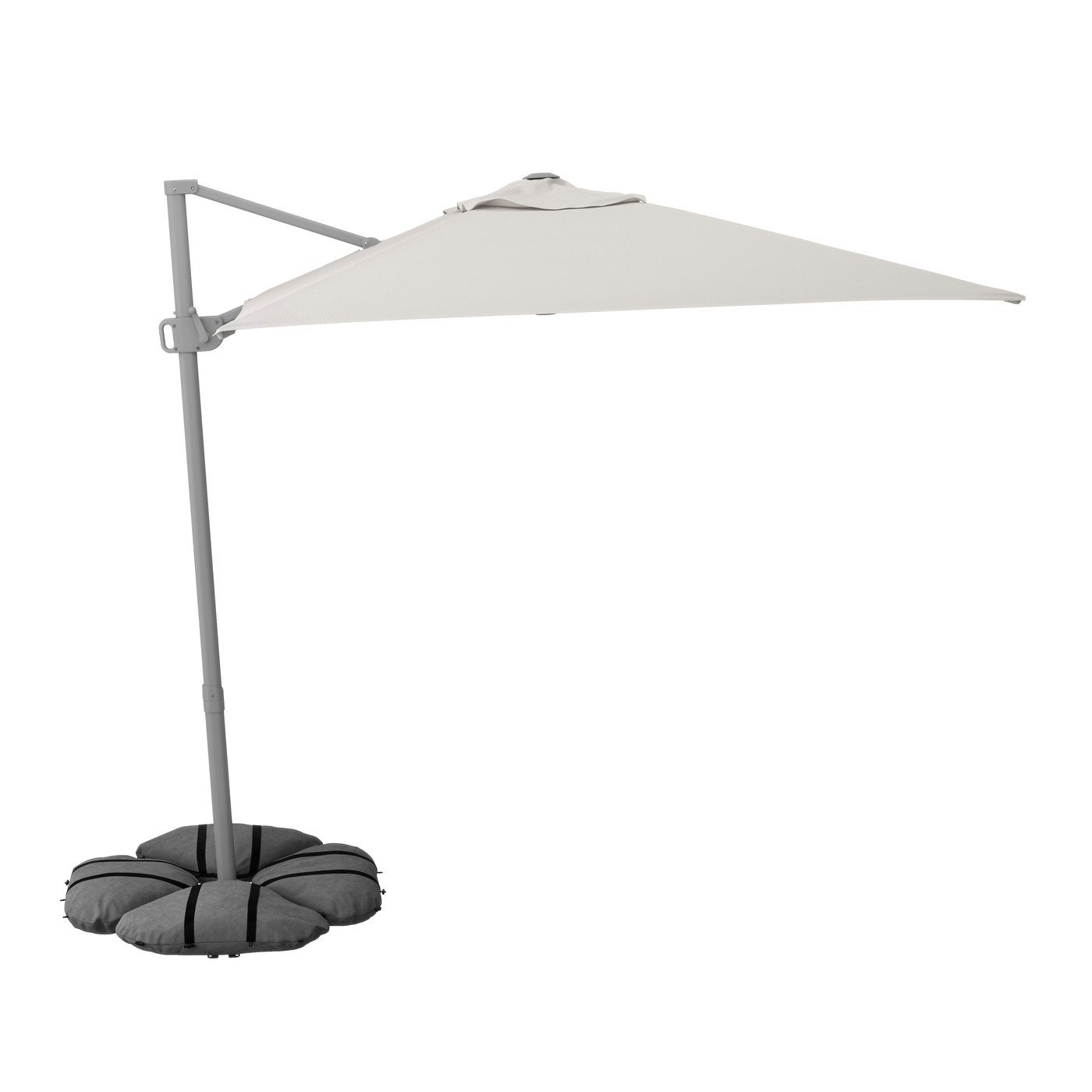 IKEA SVALÖN / IGGÖN parasol, frihängande med fot, ljust gråbeige/mörkgrå, 300x200 cm