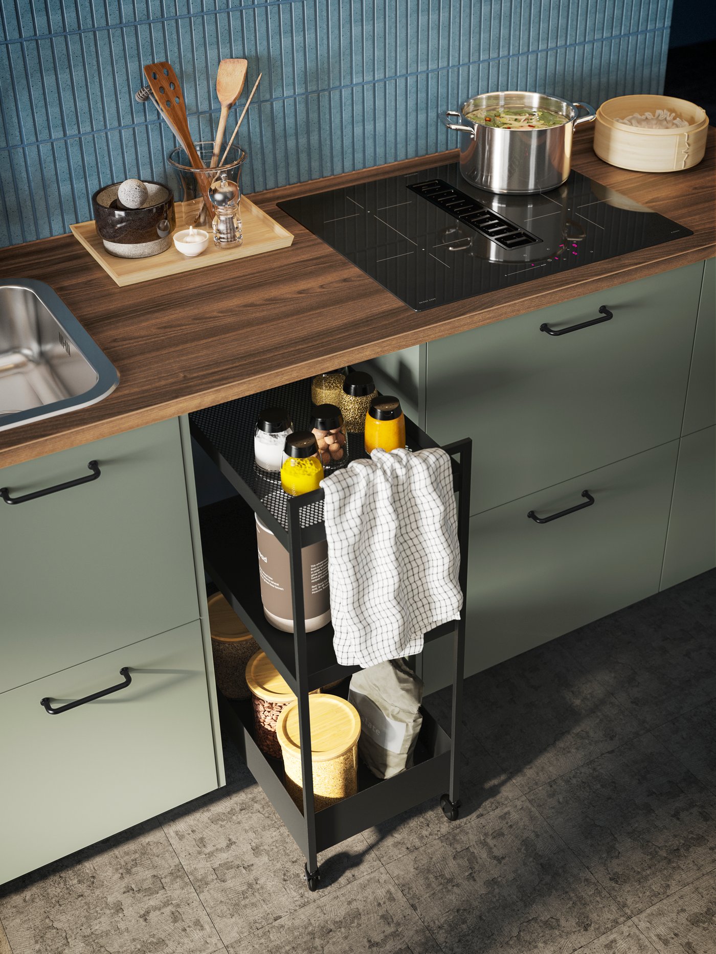 A brown walnut effect/laminate EKBACKEN worktop