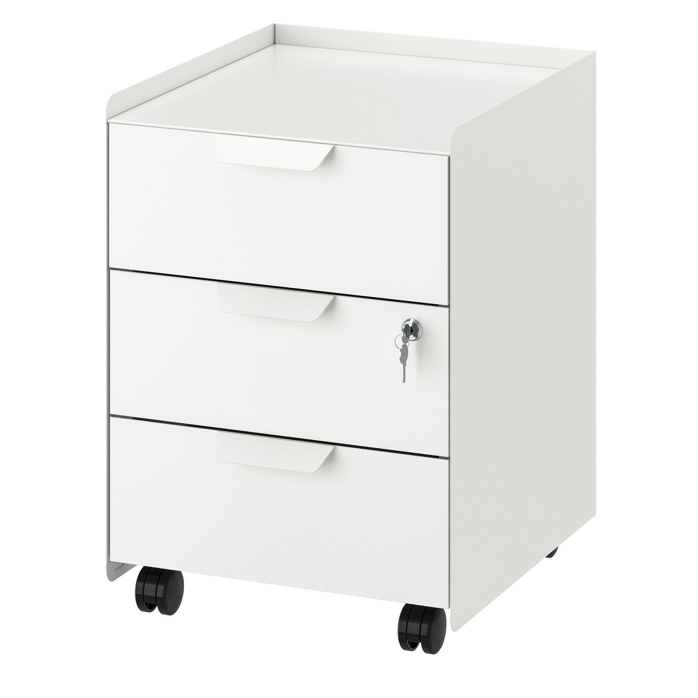 A white TROTTEN drawer unit w 3 drawers on castors